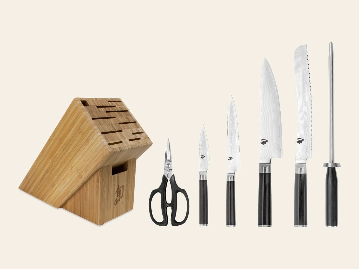 Shun Classic seven-piece essential block set with dark wood block