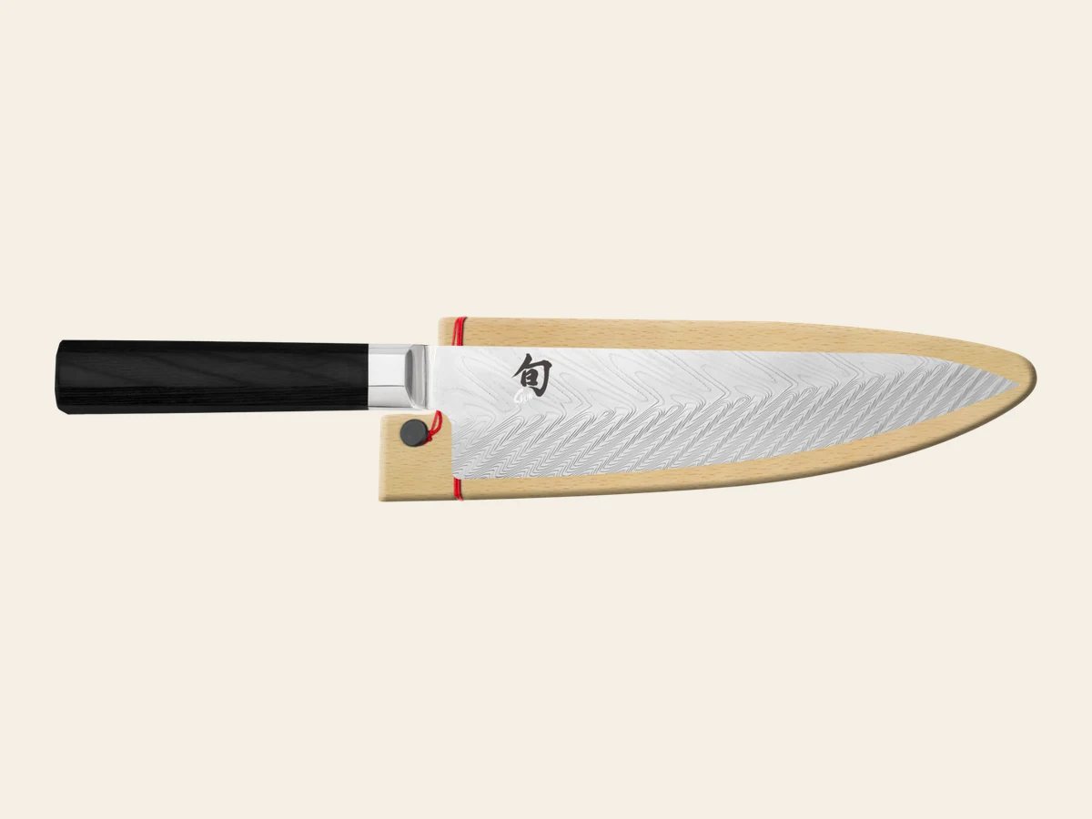 Shun Dual Core eight-inch chef’s knife with layered Damascus blade
